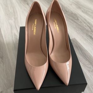 New Yves Saint Laurent Zoe patent nude pumps ysl